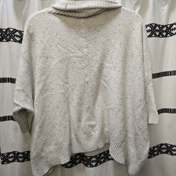 Loft cream colored black speckled knit turtleneck sweater oversized boxy XS - Picture 10 of 12